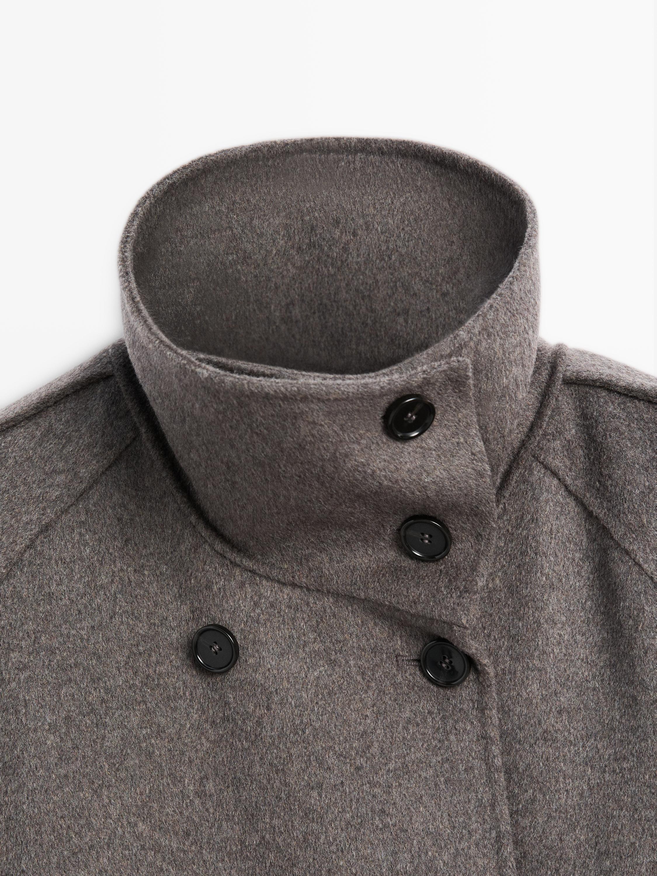 Long wool blend trench coat with belt